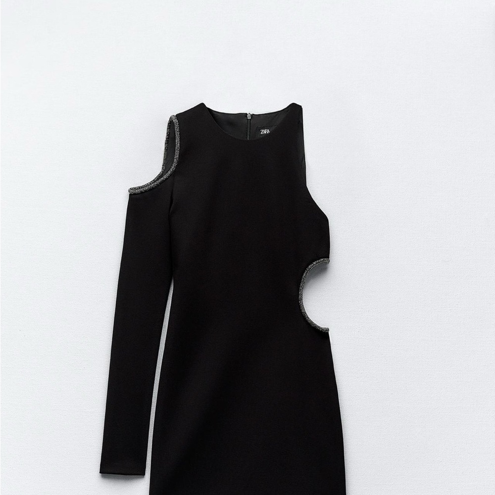 Zara Black Asymmetrical Cut-Out Dress